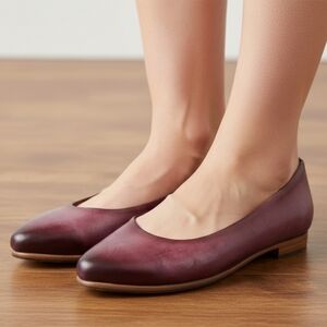 Wine Leather Ballet Flats